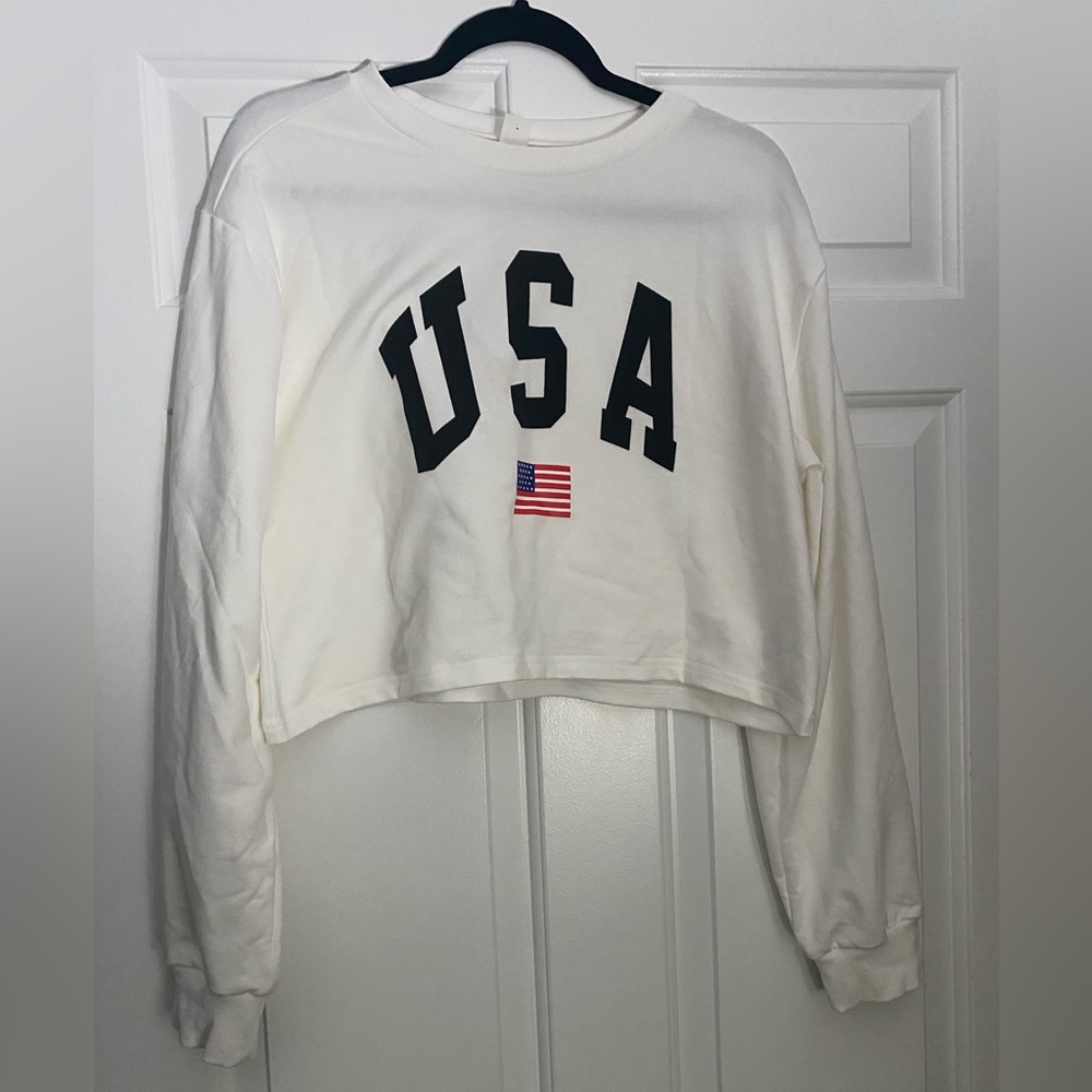USA Crop Long Sleeve Shirt (Sweatshirt Material)